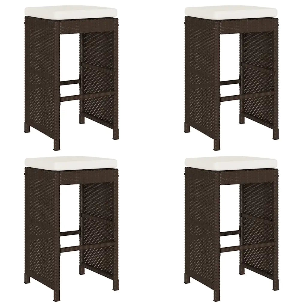 Sgabelli Bar da Giardino con Cuscini 4 pz Marroni in Polyrattan CFW5628243
