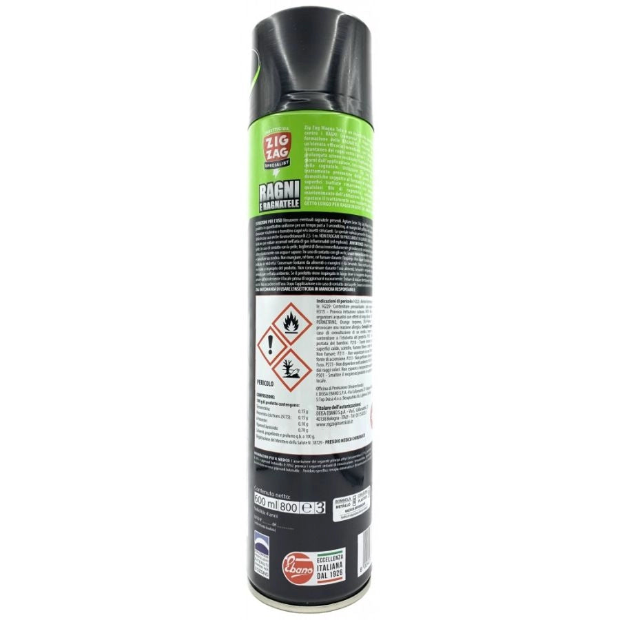 SPRAY INSETTICIDA ANTI RAGNI E RAGNATELE PER INTERNI ED ESTERNI ZIG ZAG SPECIAL