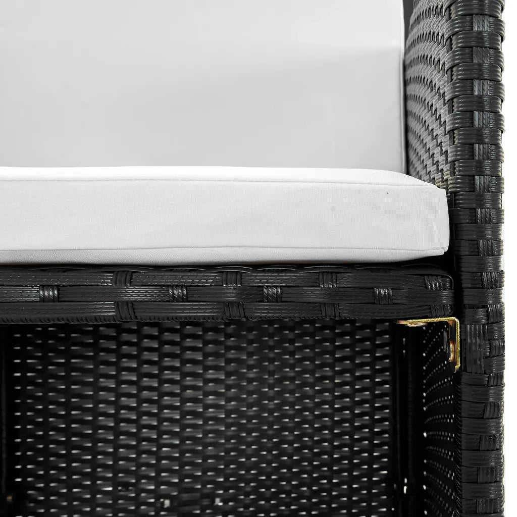 Set da Pranzo da Giardino 9 pz con Cuscini in Polyrattan Nero  cod mxl 34800