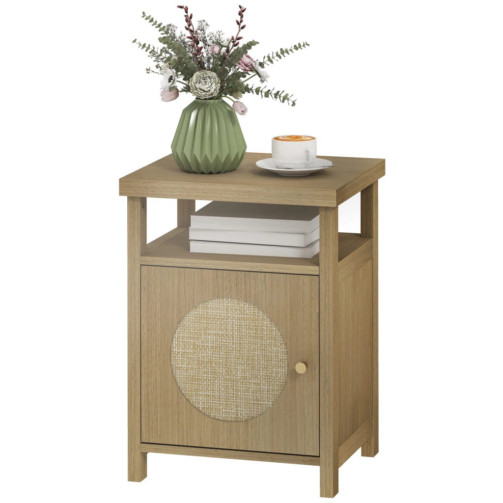 Comodino con Anta in Rattan ¨C Xylo ¨C Legno Naturale 40x35x55 cm