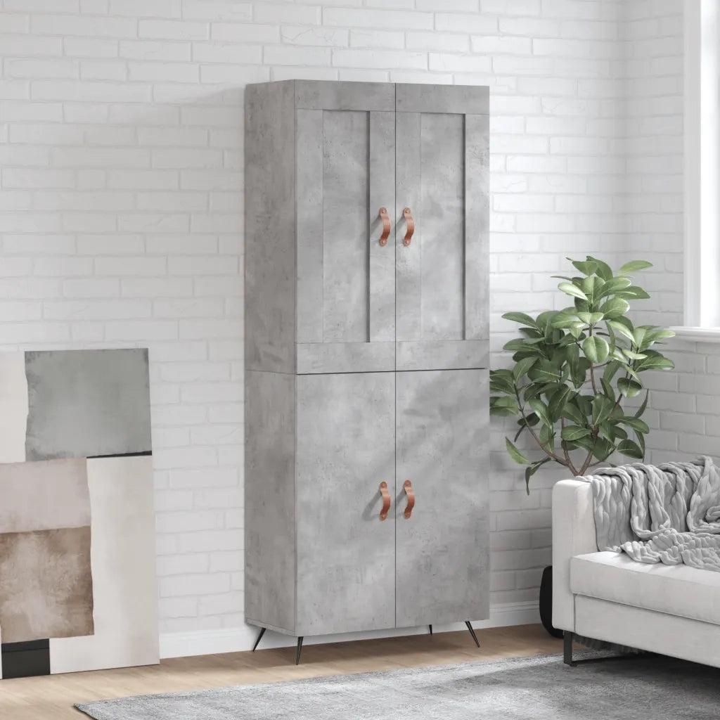 Credenza-Buffet-Armadio da cucina Grigio Cemento 69,5x34x180 cm in Legno Multistrato 174725