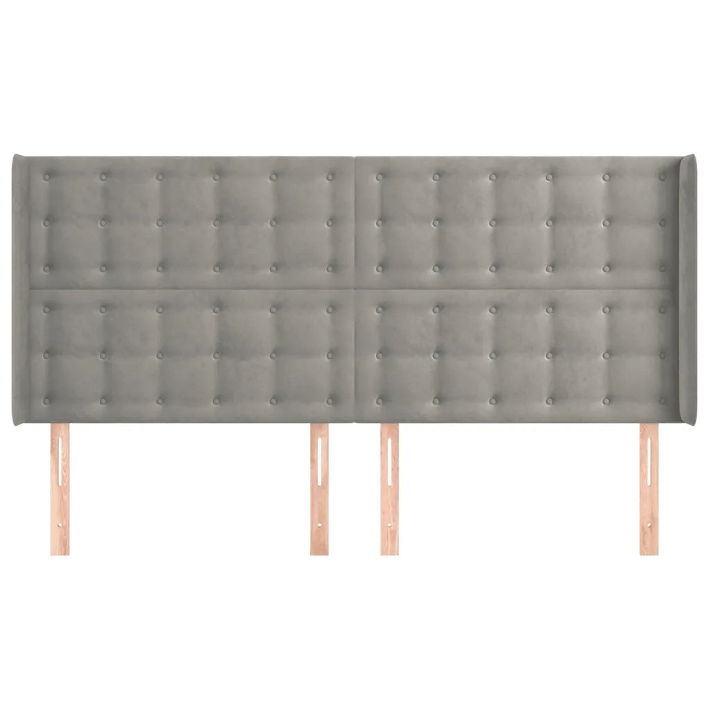 Testiera | Testata ad Orecchio Grigio Chiaro 183x16x118/128 cm in Velluto