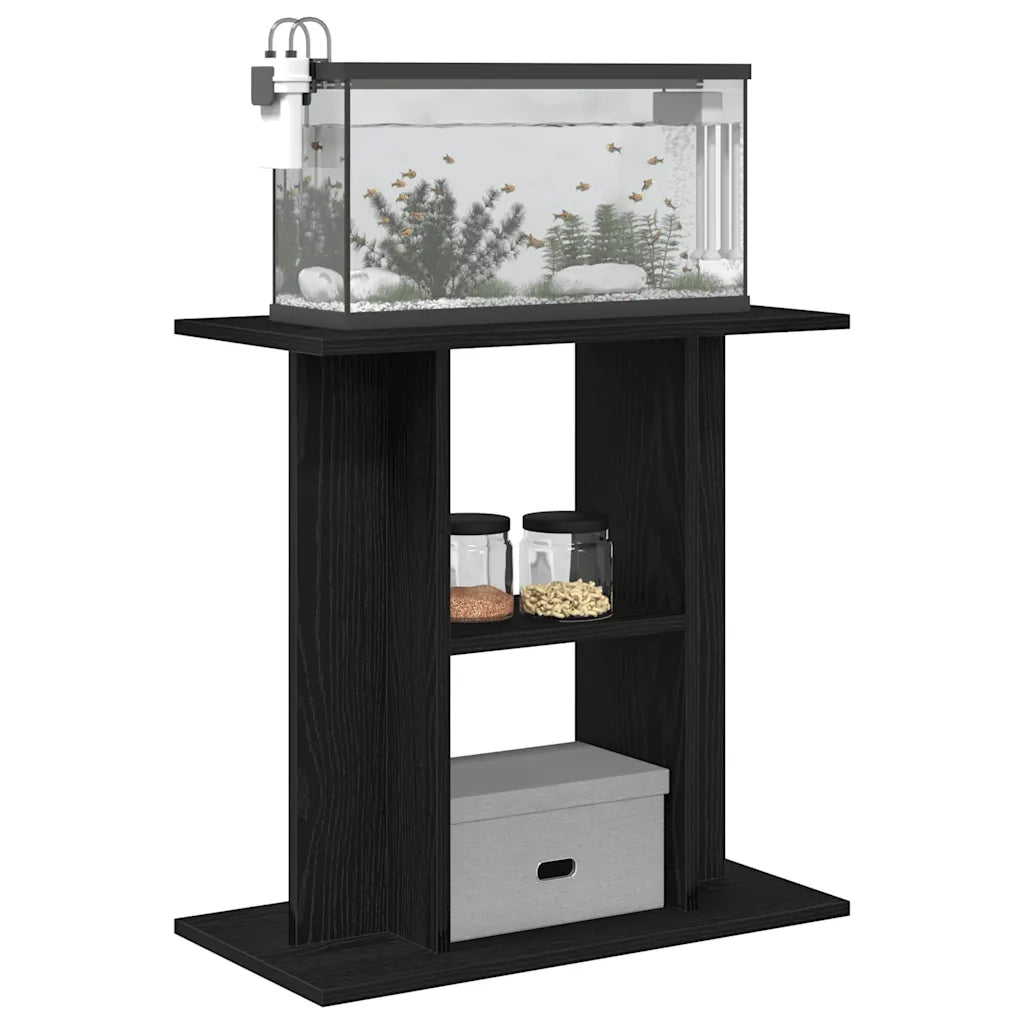 Supporto per acquario in rovere nero 60x30x60 cm in legno ingegnerizzato 862148