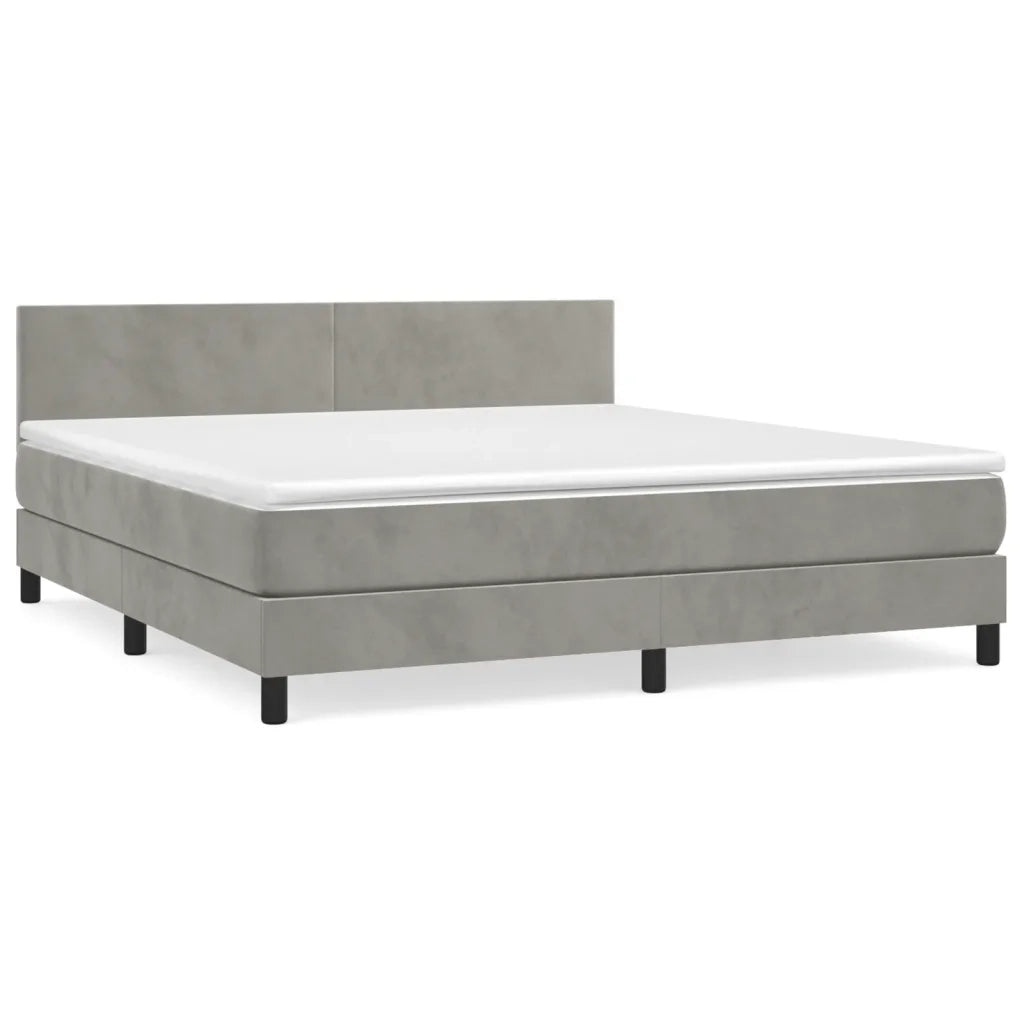 Giroletto a Molle con Materasso Grigio Chiaro 160x200cm Velluto cod mxl 36599