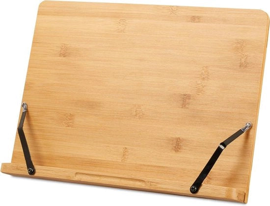 Stand di cucina in bambù regolabile 6 posizioni pieghevole - chiusure per carta - dimensioni 24x34x21 cm