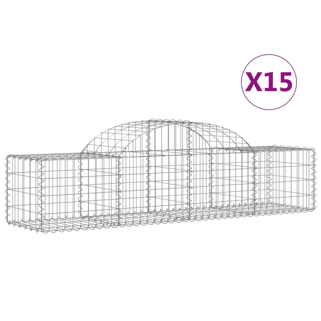Cesti Gabbioni ad Arco 15 pz 200x50x40/60 cm Ferro Zincato 3146270