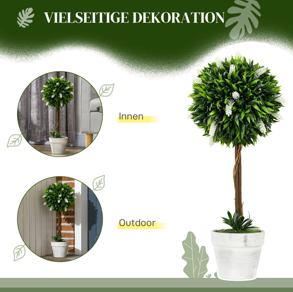 Lavanda artificiale 2 pezzi 60 cm in plastica bianca per decorazione interna