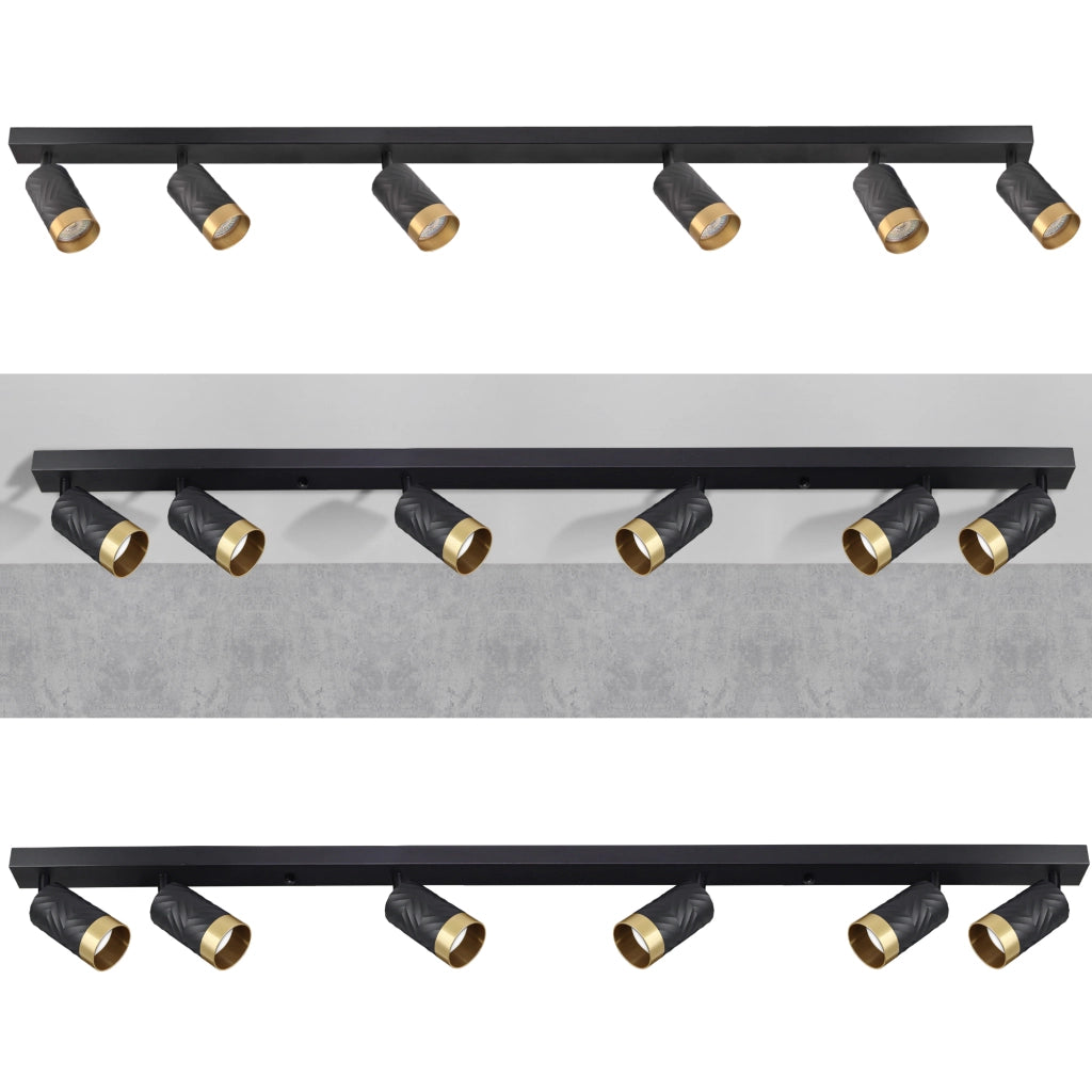 Plafoniera/Applique 6 luci nero-oro GU10 Arras Polux