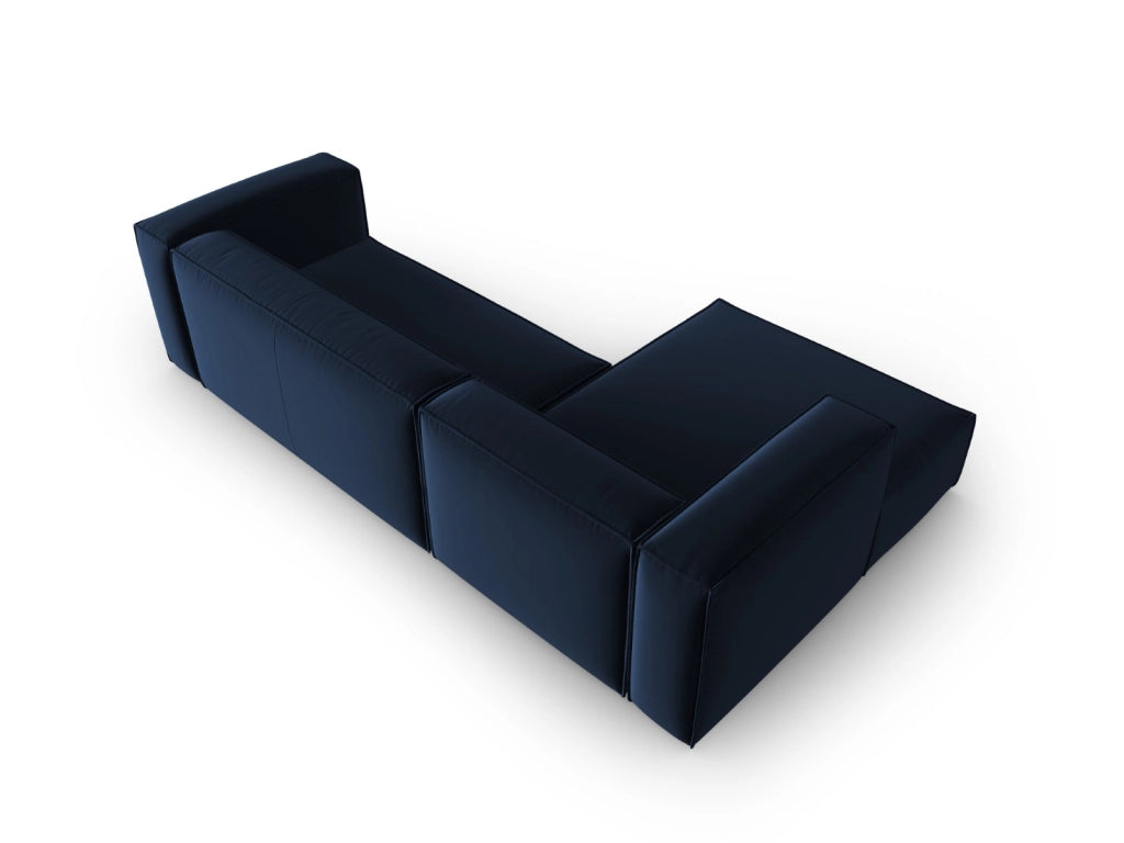 Cosmopolitan Design - Divano angolare sinistro "Mackay" 4 posti in velluto blu reale 