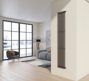 Radiatore design 200x34 cm (8 tubi) in acciaio grigio opaco a tubi tondi interasse verticale H200 PISA