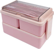 Bento Box per Picnic con Compartimenti Rimovibili e Utensili - Resistente ai Microonde - Rosa