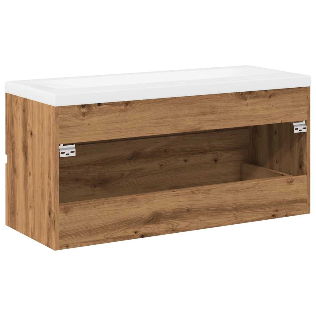 Mobiletto da bagno con pratico contenitore 100 x 38,5 x 45 cm finitura rovere ingegnerizzato fatto a mano 02_0055853