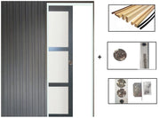 Grigio antracite RAL 7016 Modello Blakeria Porta scorrevole + H204 x L73 + Sistema a libro e rivestimento in dotazione senza maniglia