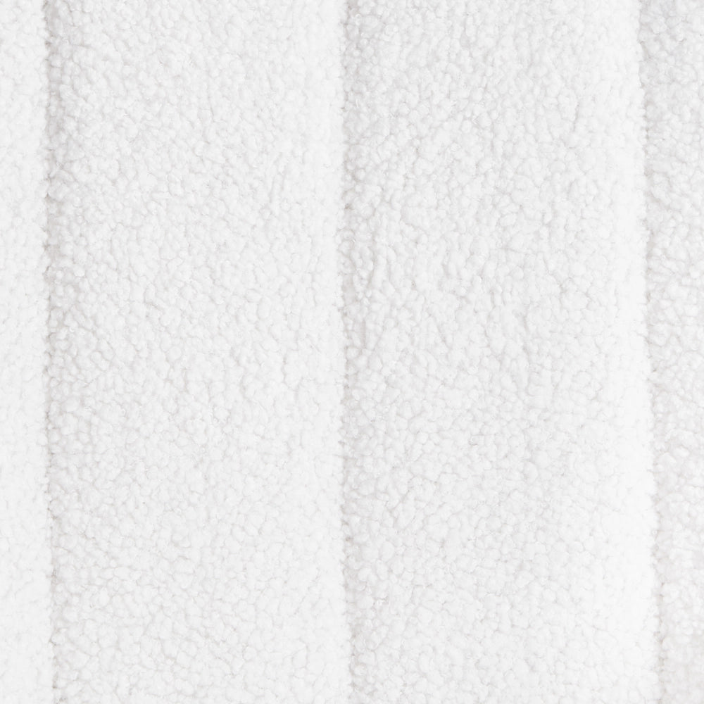 Sedia a dondolo Rivestimento in bouclé bianco sporco Teddy Metallo Gambe nere Braccioli Ampio schienale Soggiorno