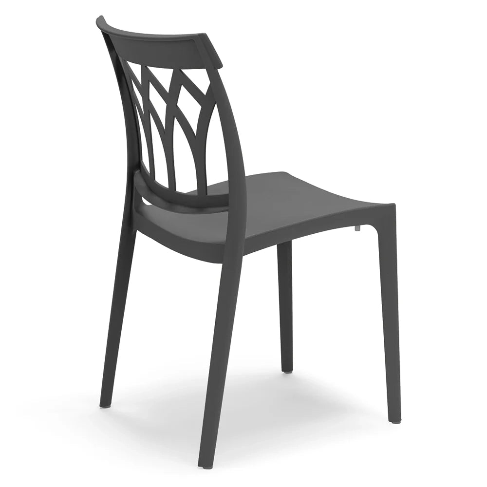 Set 2 sedie in polipropilene QUEEN, 100% MADE IN ITALY, impilabile, resistente ai raggi UV, design moderno, ideale per sala da pranzo, cucina, bar, ristoranti o giardino, colore Grigio