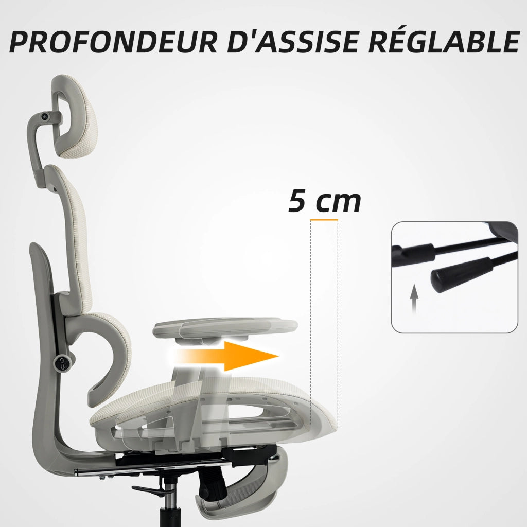 Sedia da ufficio ergonomica reclinabile in rete ¨C zephmum ¨C beige