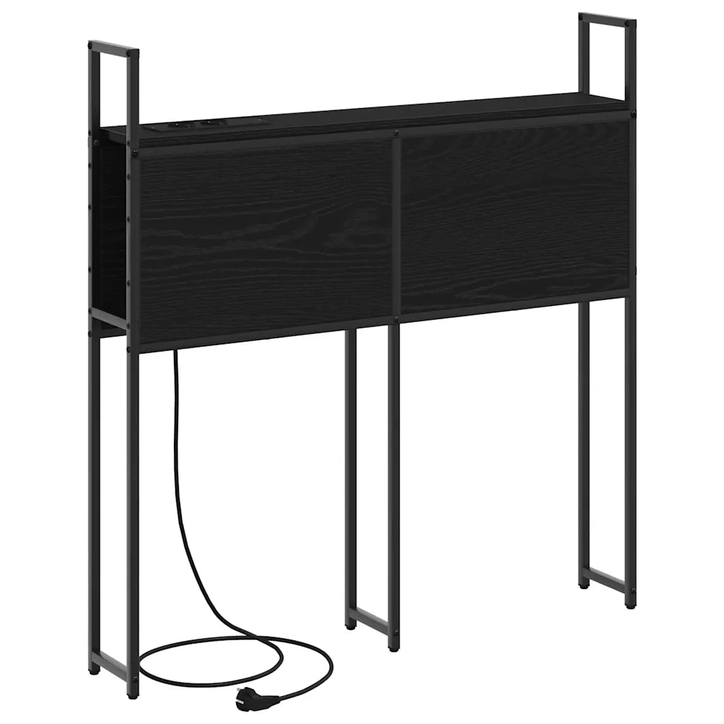 Testiera con Stazione di Carica e Storage-Testiera Multifunzionale-Testata Rovere nero 90 cm