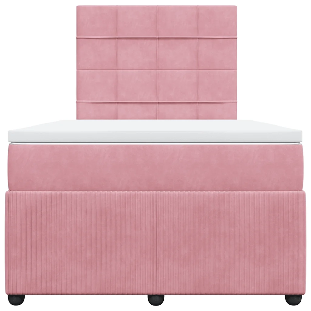 Giroletto a Molle con Materasso Rosa 120x200 cm in Velluto 3292315