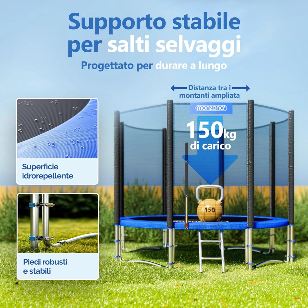 ® Trampolino Ø 183-427cm Set Completo Tappeto Elastico Rete Sicurezza Trampolino Elastico