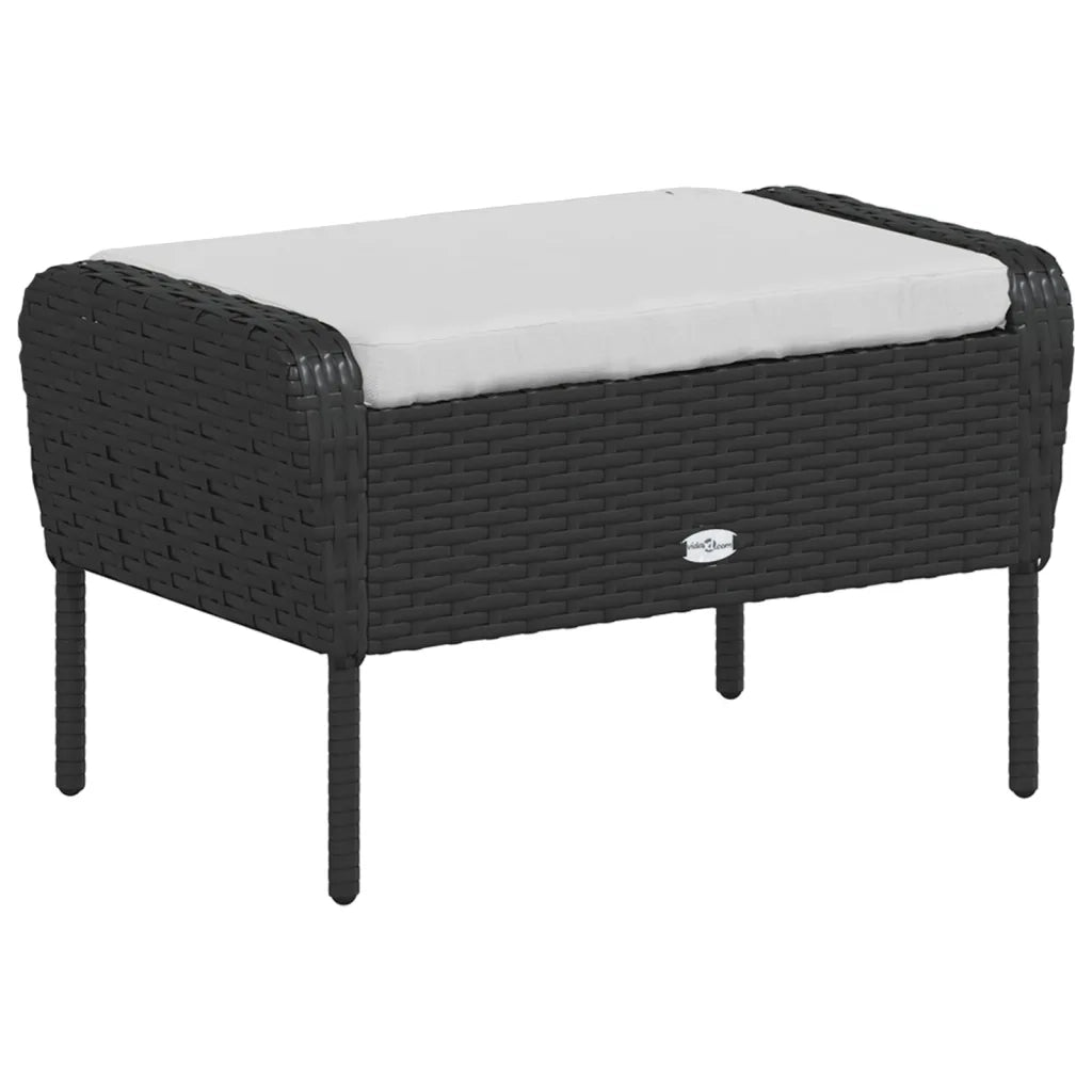 Poltrona da Giardino con Poggiapiedi in Polyrattan Nero CFW9822275