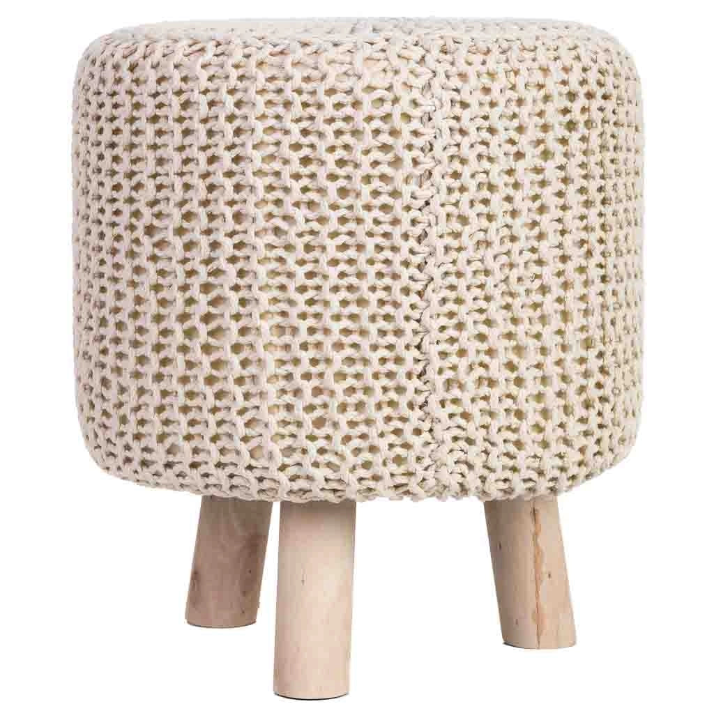 Sgabello in cotone intrecciato e legno giallo 35x35x44h cm