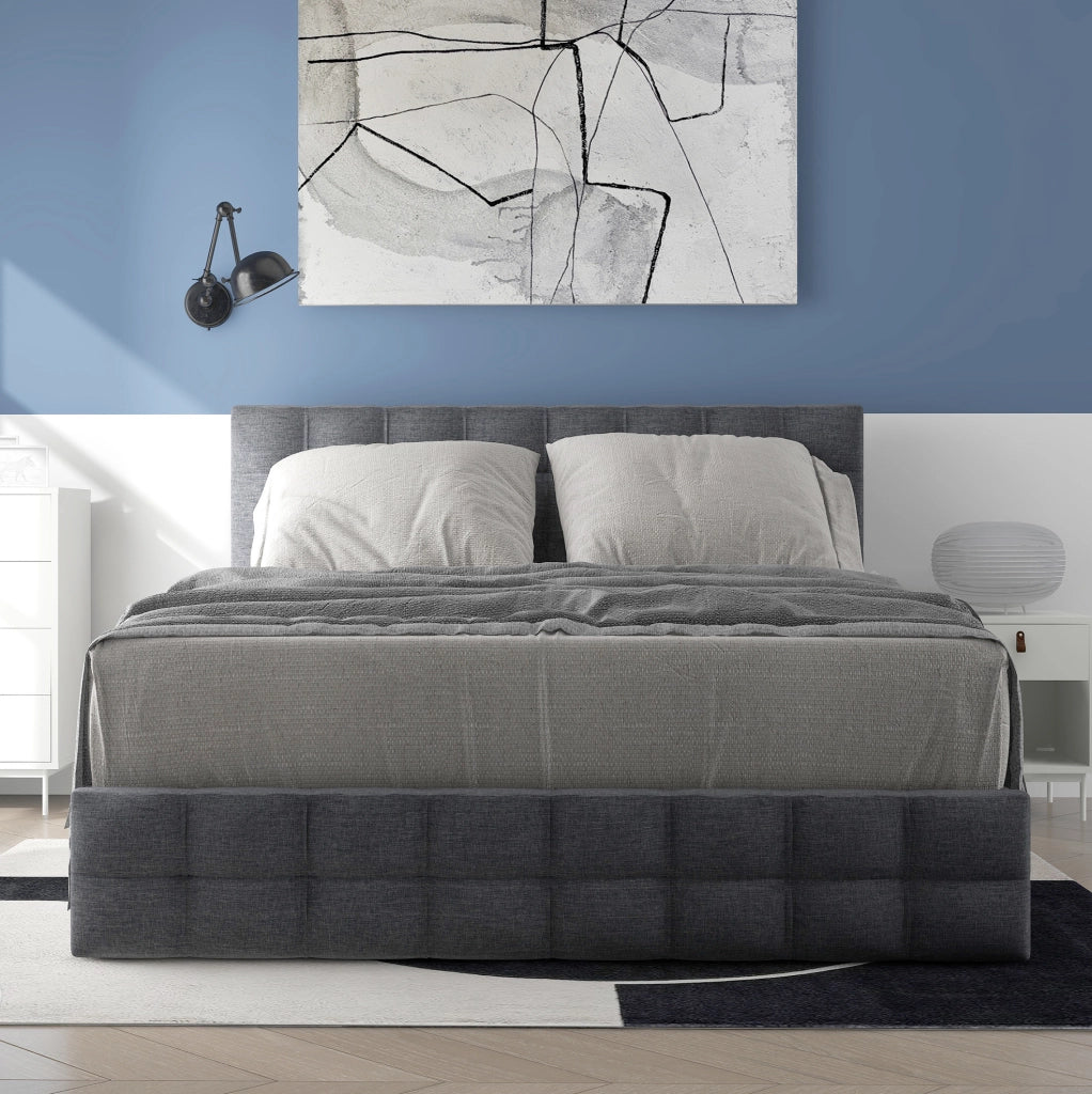 Letto matrimoniale imbottito 140x200 cm con 4 cassetti e materasso incluso