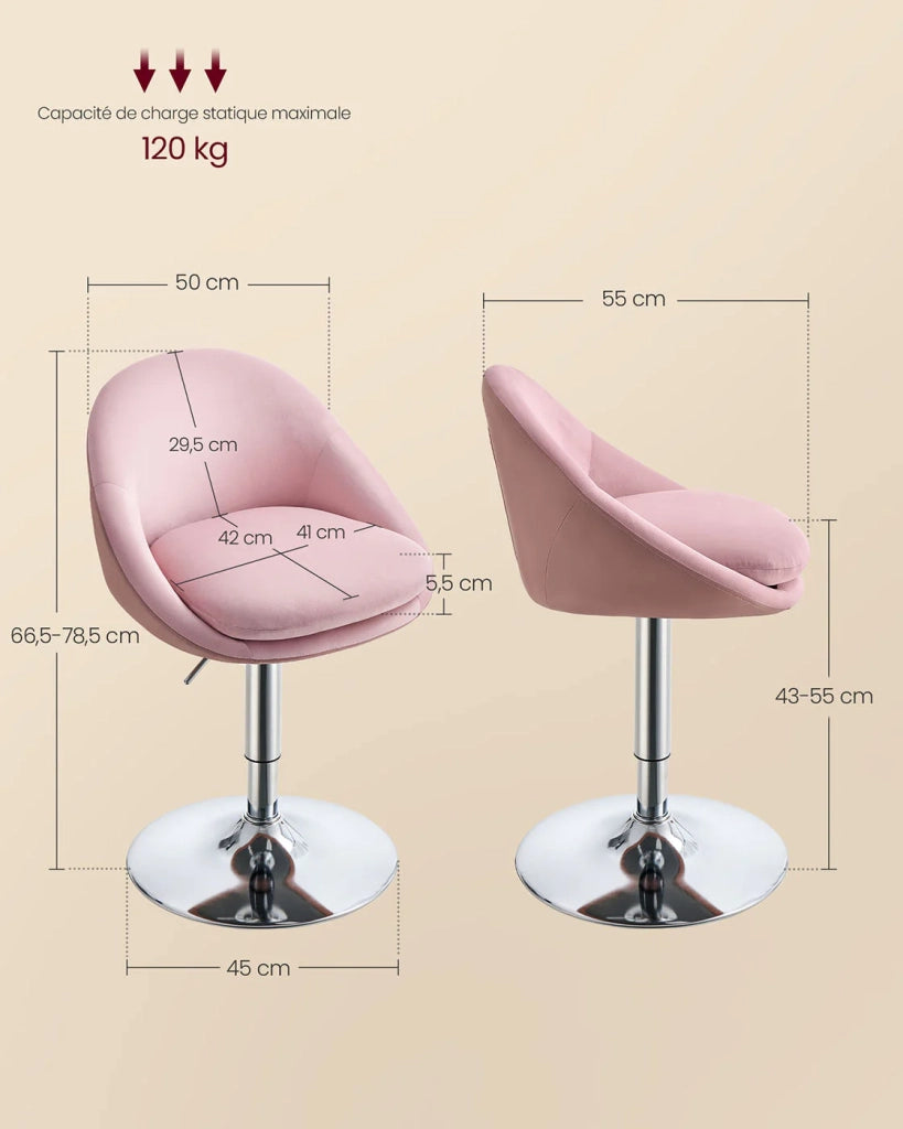 Sedia regolabile sedia da toeletta sedia girevole da ufficio sgabello da bar con schienale e base in acciaio per bar ufficio spogliatoio sala da pranzo rosa 12_0004965