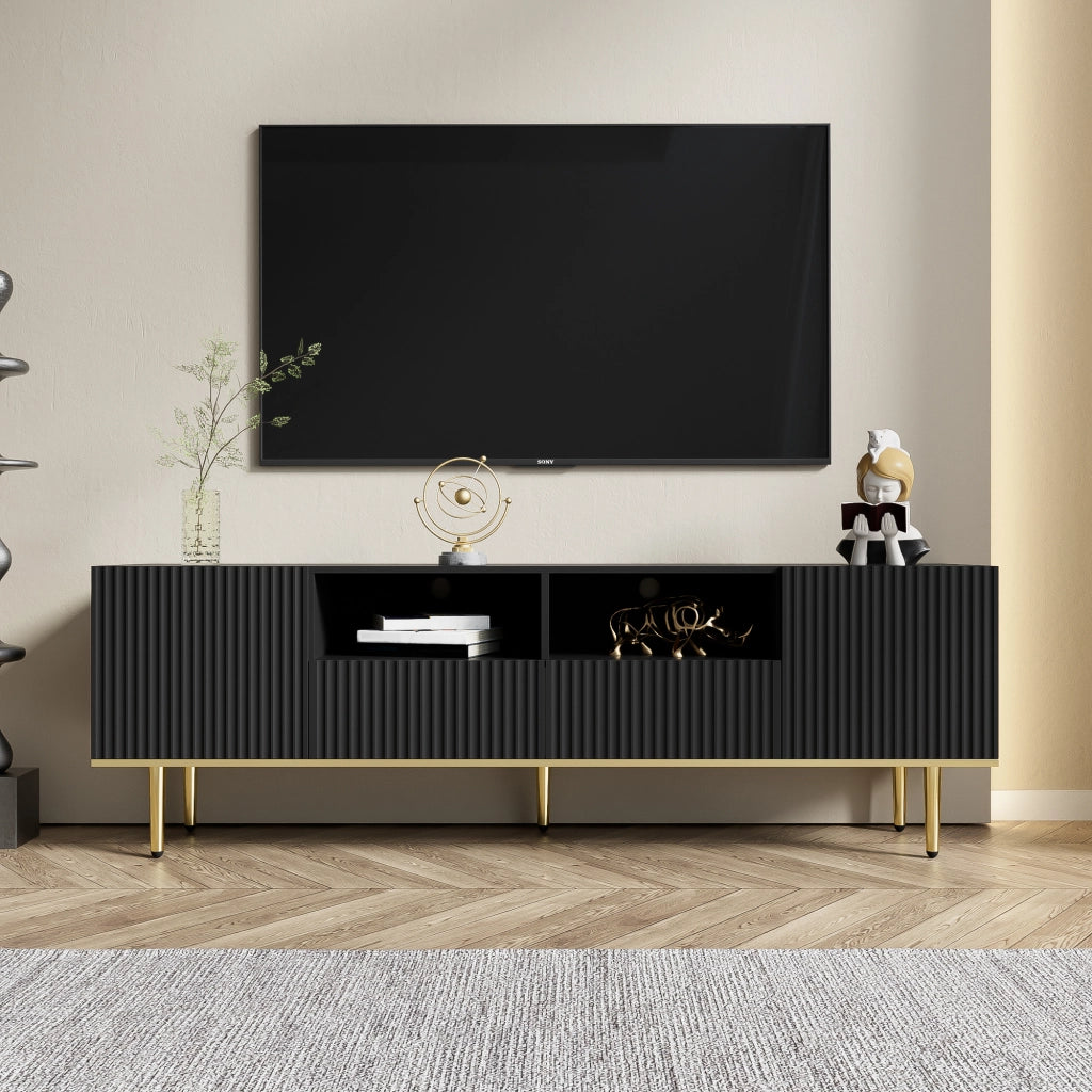 Mobile TV moderno con piedi e bordo dorati