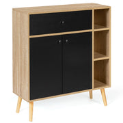 IDMarket - Libreria scandinavo in legno e nero con armadio e cassetto EMMIE