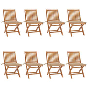 Sedie da Giardino Pieghevoli con Cuscini 8 pz Massello di Teak cod mxl 72210