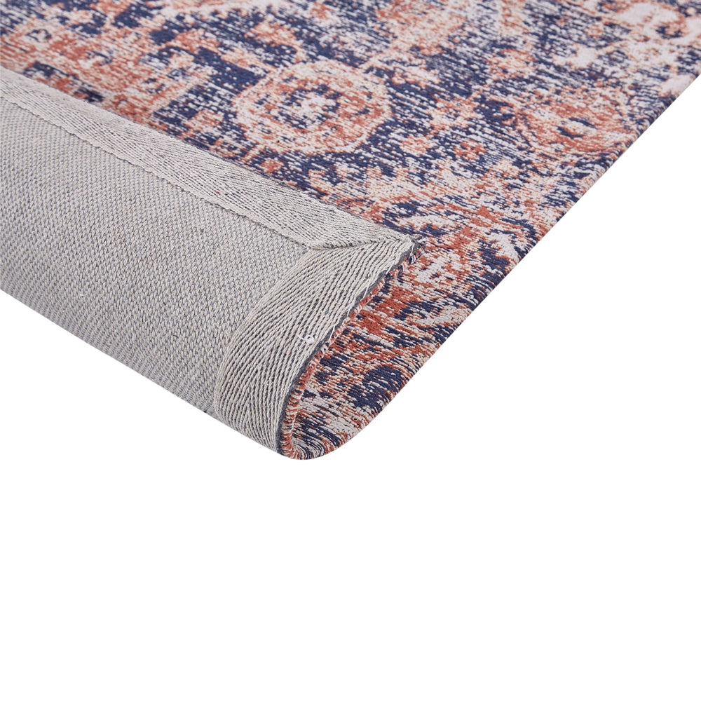 Tappeto lungo in cotone blu e rosso 80 x 300 cm con effetto invecchiato stile orientale ingresso soggiorno