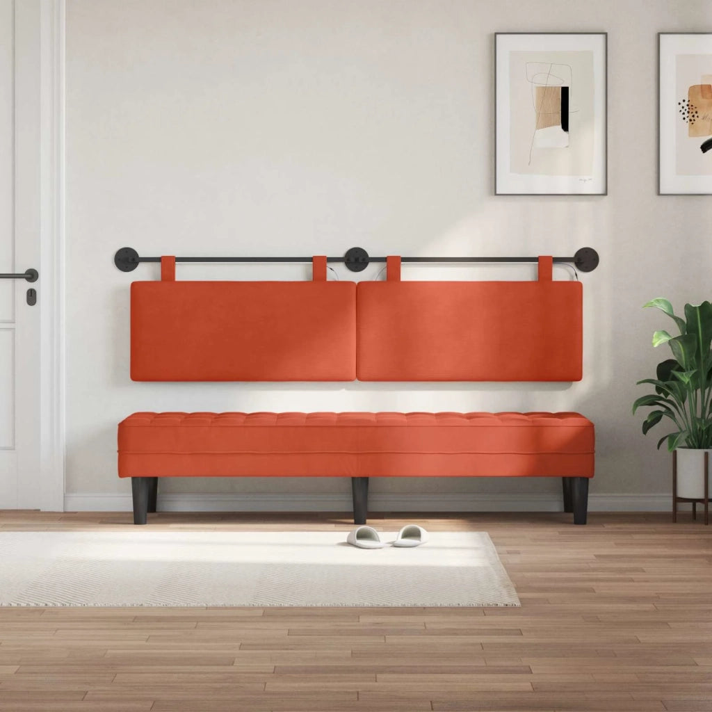Testiera sospesa Con luce LED Rosso Arancio Tessuto in Cords