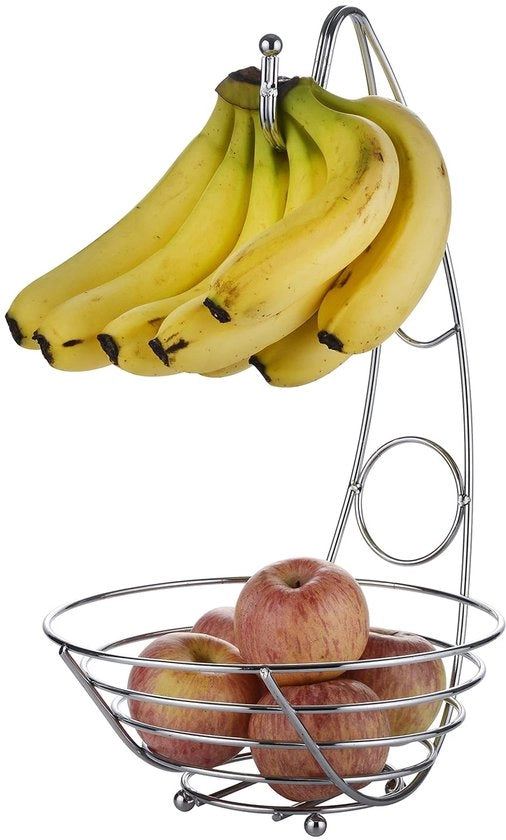 Piatto per frutta con uncino per banana 43cm alto con filo per frutta rete per frutta standard hanger per banana finitura cromata argentea