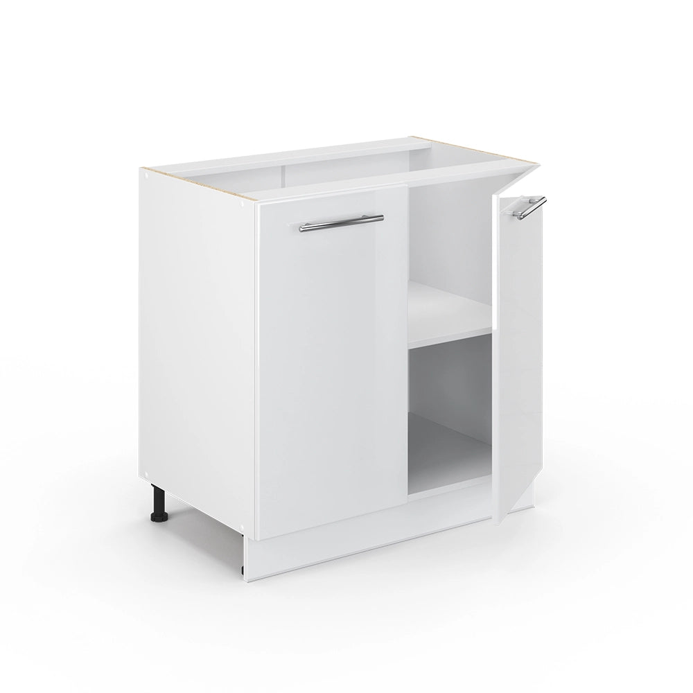 Mobile lavello cucina Fame-Line Bianco lucido/Bianco 80 cm con ripiano, senza piano di lavoro Vicco