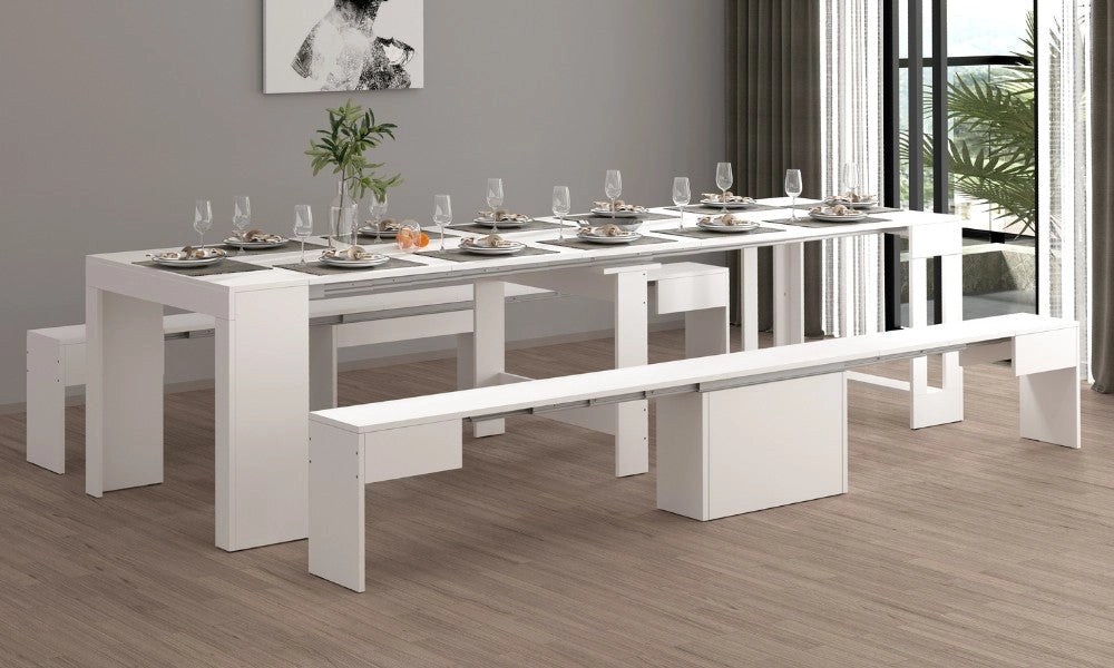 Panche Estensibili PRATIKA (2 pz) 66–290×25×45 cm – Salvaspazio, Vano Allunghe Integrato