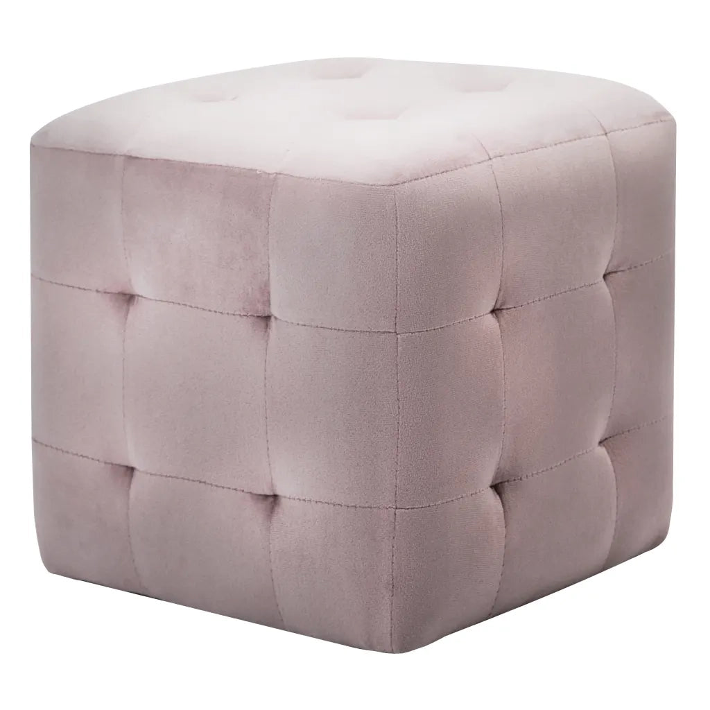 Comodini 2 pz-Set di 2 Tavolino da notte Rosa 30x30x30 cm in Tessuto Vellutato