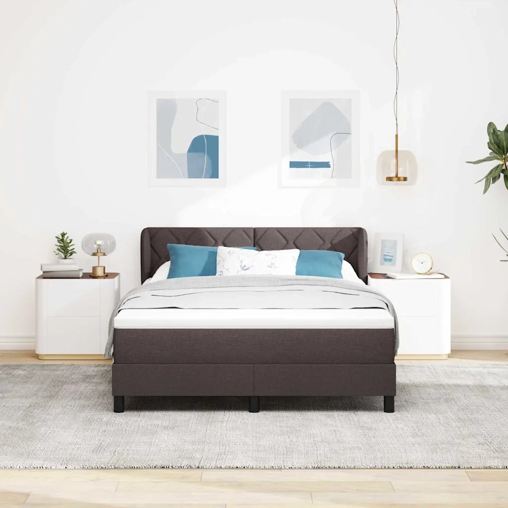 Letto a molle con materasso Marrone Scuro 160 x 200 cm Tessuto 3340097
