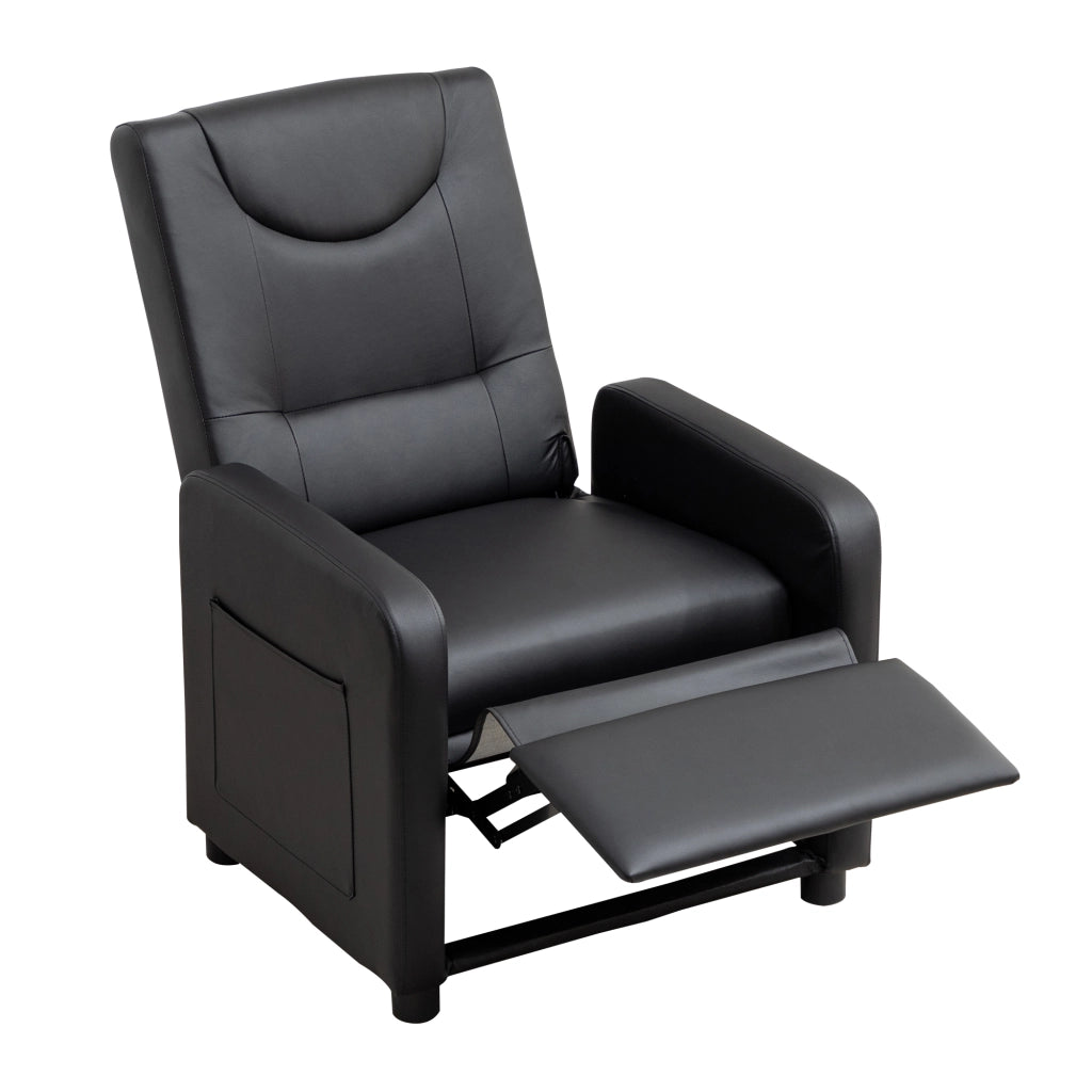 Poltrona relax reclinabile con poggiapiedi pieghevole e posizioni multiple in PU Nero