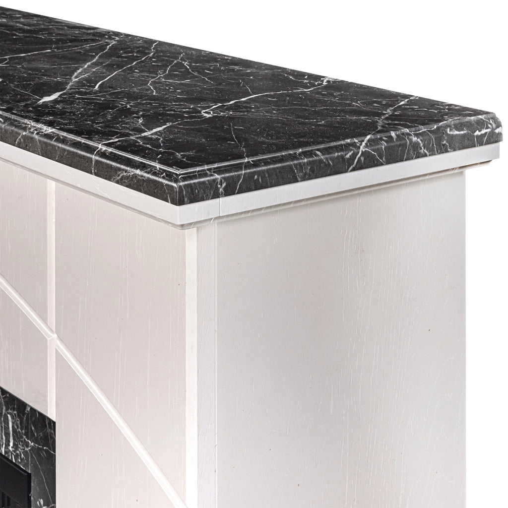 Camino Elettrico da Pavimento 85x110x27 cm Effetto Fiamma 1500W Madeira lux & Mars Ivory/dark gray