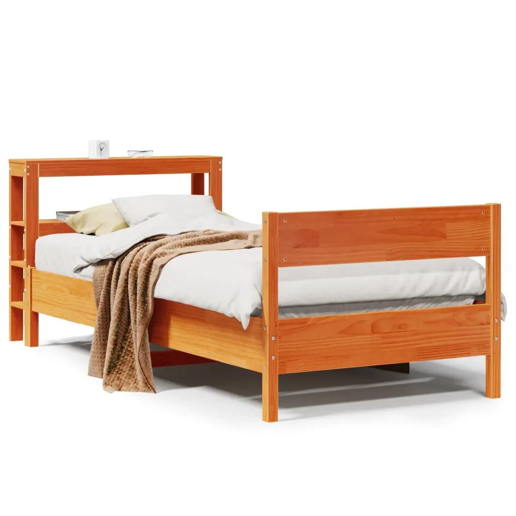 Letto senza Materasso-Struttura Letto Marrone Cera 75x190 cm in Legno di Pino 551129