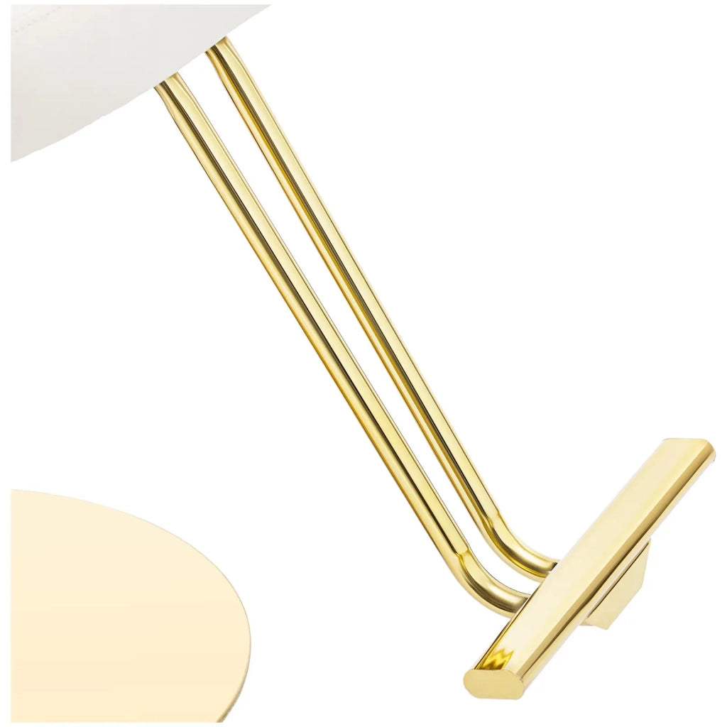 Poltrona professionale per parrucchiere con poggiapiedi portata 200 kg acciaio inox PVC crema e oro 14_0008951