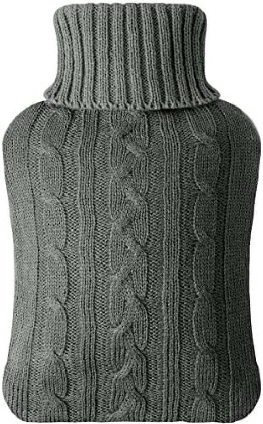Kruik per acqua calda con copertura intrecciata, 2 litri, per acqua calda e fredda, riscaldamento a mano e piede, allevamento del dolore muscolare, ottimo regalo, sicuro e duraturo