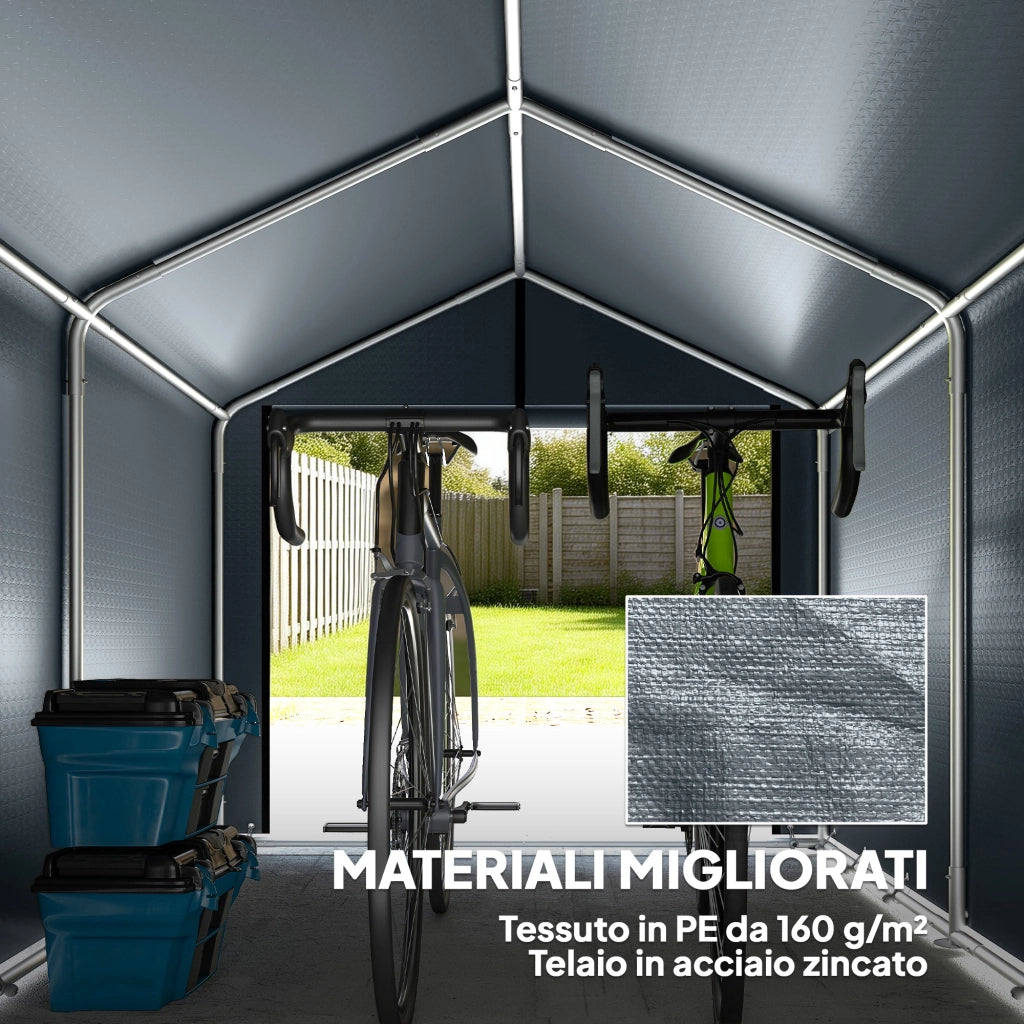 Tenda Garage Impermeabile ¨C zephmum ¨C Grigio, Acciaio Zincato, 162x221.5x163 cm