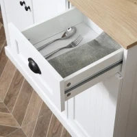 Mobile Dispensa Cucina in Legno con Armadietti e Cassetto Stile Country, 101x39x180cm, Bianco