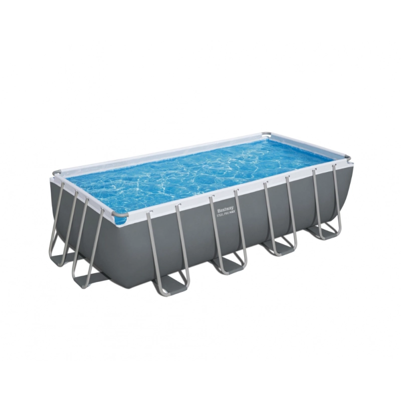 Piscina fuori terra rettangolare con telaio in acciaio e filtro a sabbia, 488x244x122 cm con scaletta e copertura capacità 11532 L - Bestway