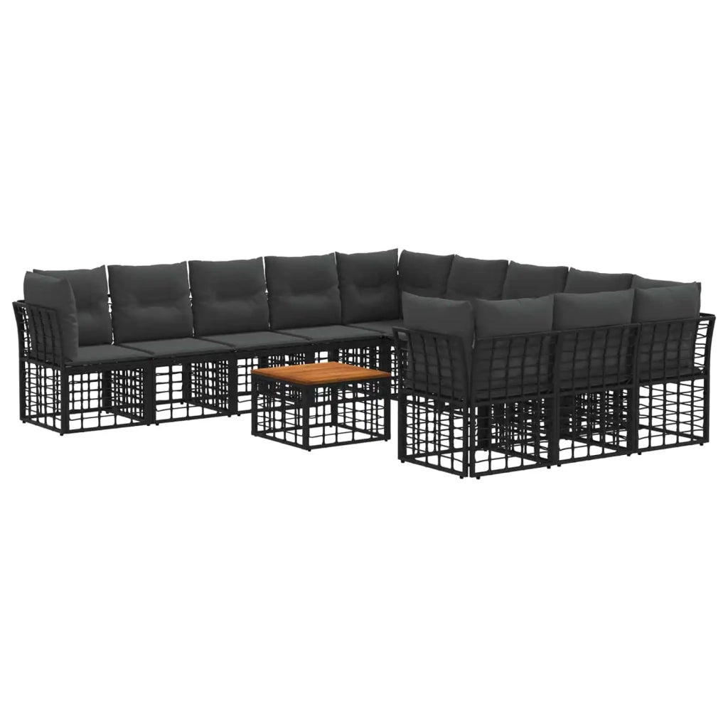 Set di divani da esterno 12 pcs Nero e Grigio scuro Poliestere