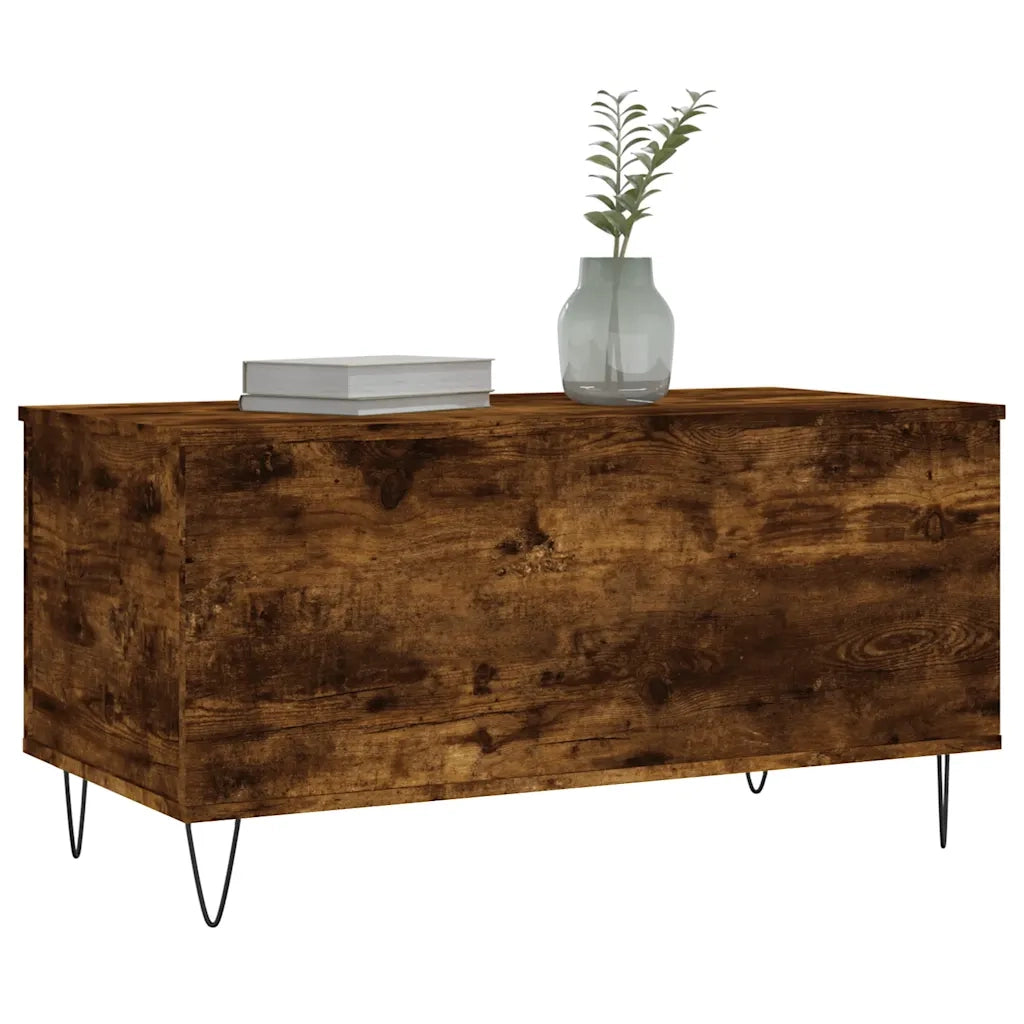 Tavolino da Salotto Rovere Fumo 90x44,5x45 cm Legno Multistrato 830977