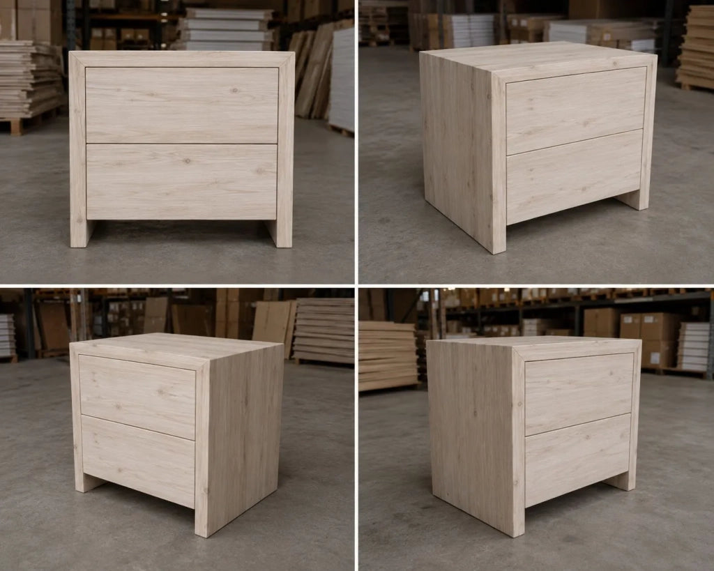 Comodino classico 2 cassetti legno massello abete grezzo 55x40x45 (3318) - Mobili 2G