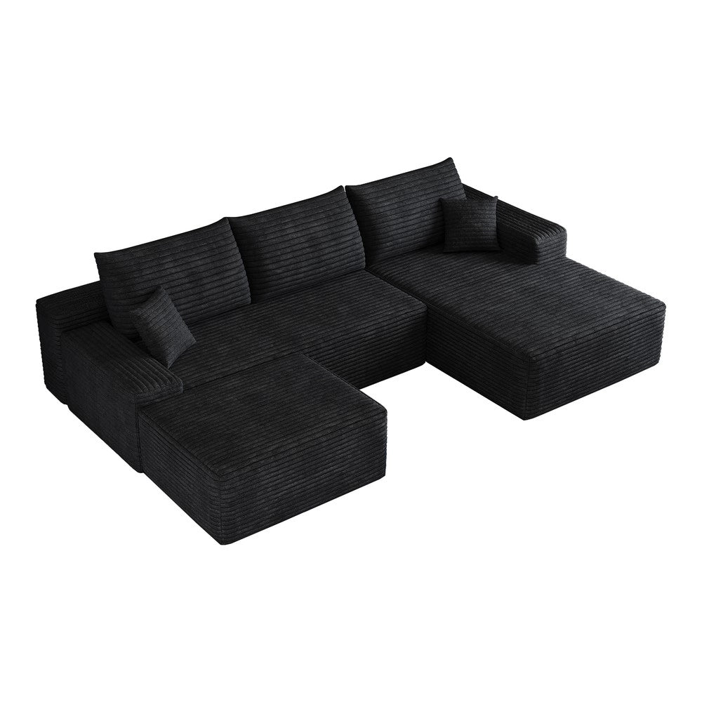 Divano angolare con chaise longue ¨C Minimal ¨C nero velluto 270cm