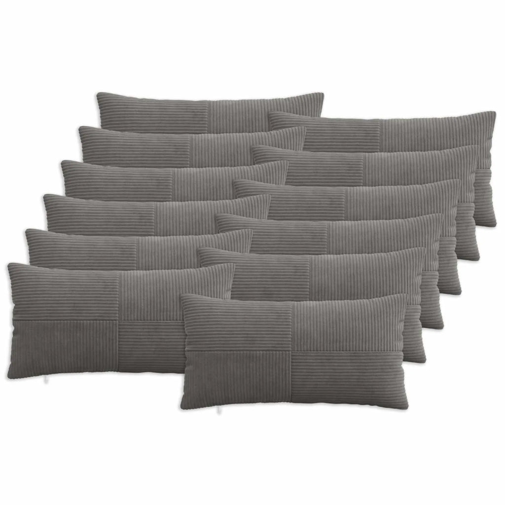 Federa 12 pcs ALMELO Grigio Scuro 40 x 80 cm corduroy 914610